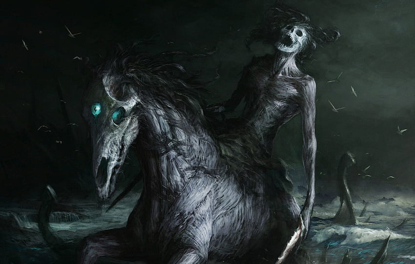 Dead, Horse, The demon, Fantasy, Ghost, Art, Art, Fiction, Ghost, Fiction, North, Dead, Demon, North, Horse, Creature for , section фантастика HD wallpaper