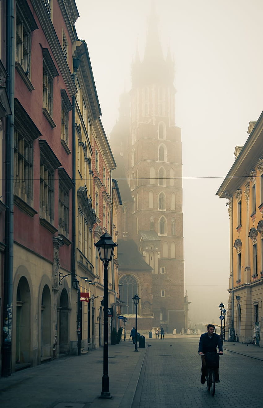 : ポーランド、クラクフ、クラカウ、霧、mglisto、zamglenie、mgła、スモッグ。 フレア、ポーランド iPhone HD電話の壁紙