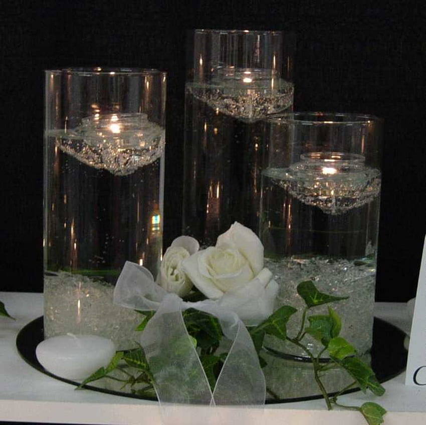 бяла роза, роза, стъкло, свещи, бяло HD тапет