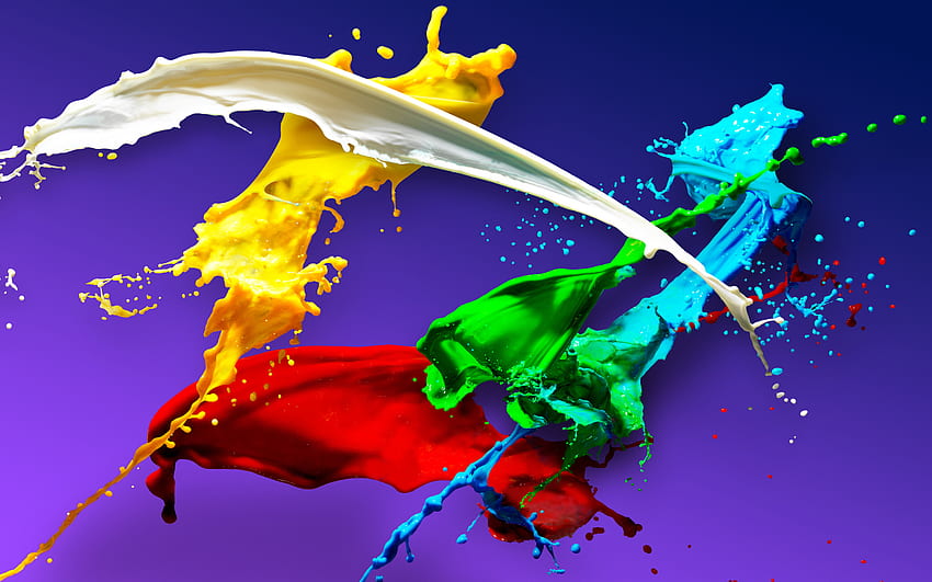 Colors splashes, colorful HD wallpaper