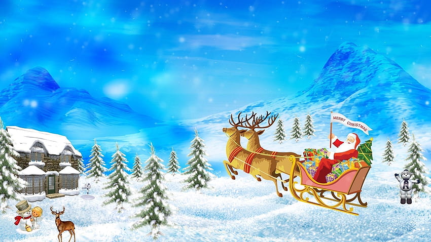 Holidays, New Year, Santa Claus, Deers, Christmas, Presents, Gifts HD wallpaper