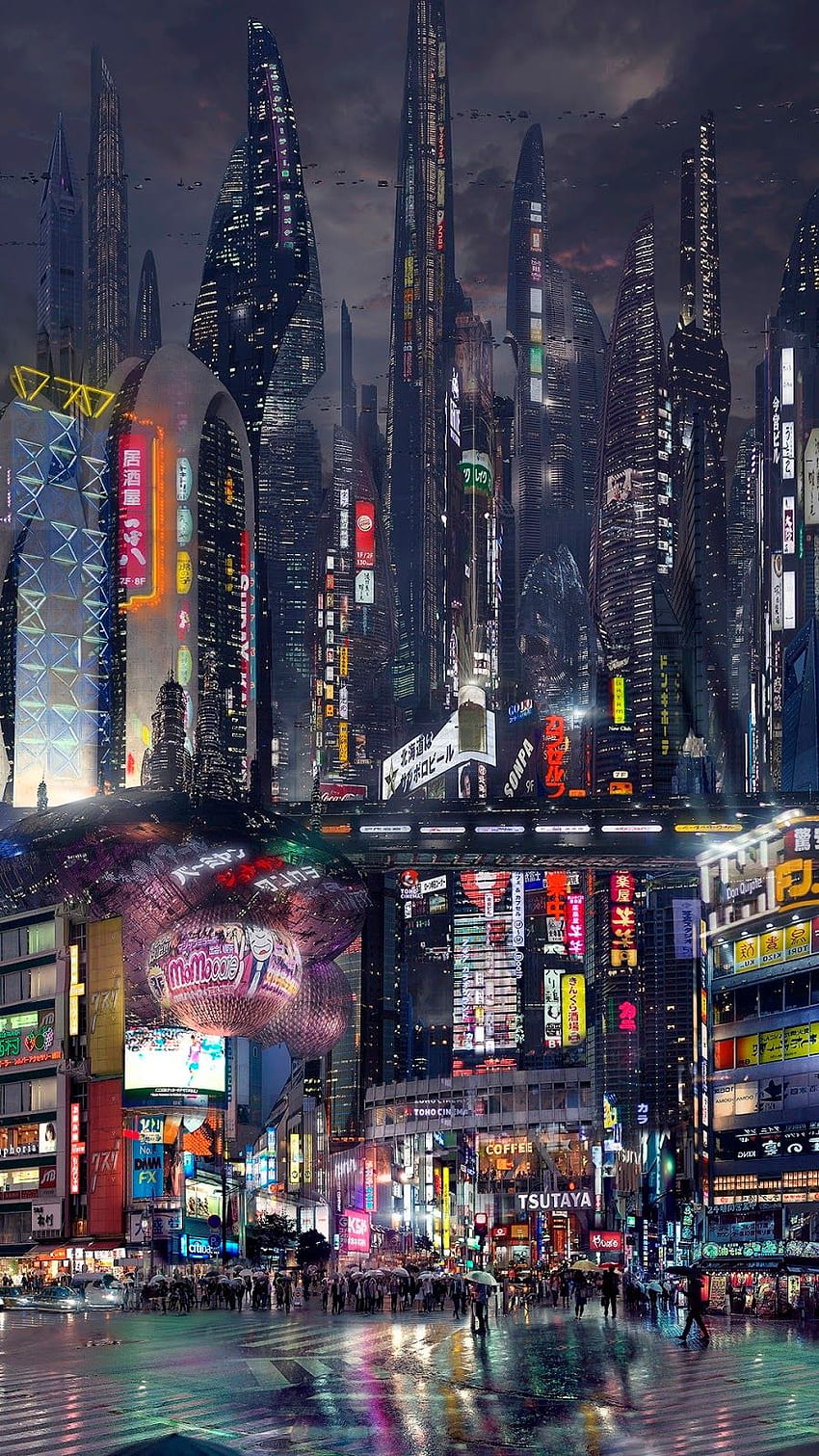 Mój ulubiony: Shibuya, Tokio 2100 [1080 x 1920]. Miasto cyberpunk, miasto futurystyczne, miasto science fiction, futurystyczne Tokio Tapeta na telefon HD