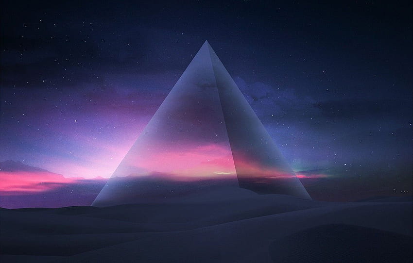The sky, Sand, Pyramid, Fantasy, Art, Night, Fiction, Dunes, Concept Art, Hani Jamal, by Hani Jamal, Distorted Truth for , раздел арт HD тапет