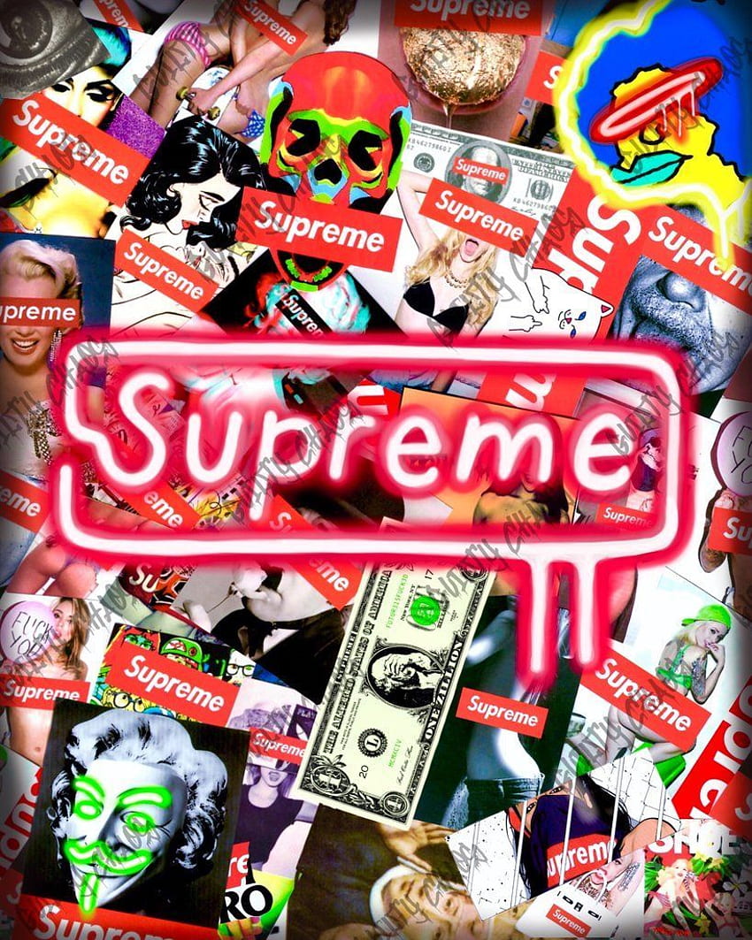 Impresión de arte NEON Supreme hype sticker collage 8X10. impresiones artísticas, bomba adhesiva, arte supremo fondo de pantalla del teléfono