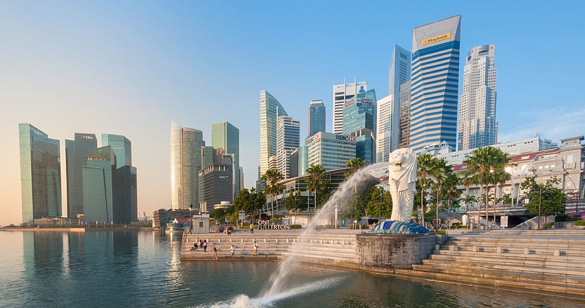 merlion fountain marina bay singapore ultra HD wallpaper
