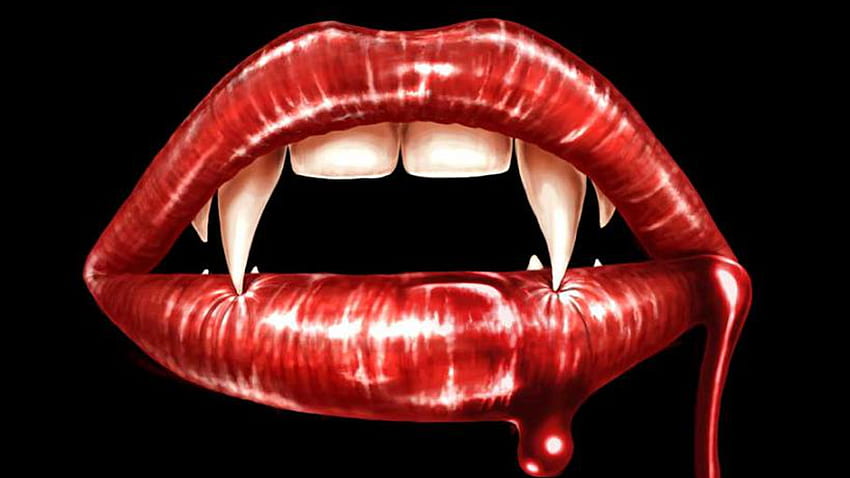 뱀파이어 - 뱀파이어 이빨을 가진 입술, 레드 뱀파이어 HD 월페이퍼