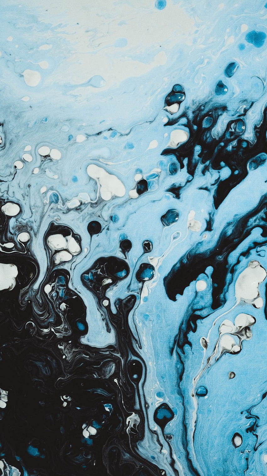 paint, stains, blue, black, spots, Cool Drip HD phone wallpaper