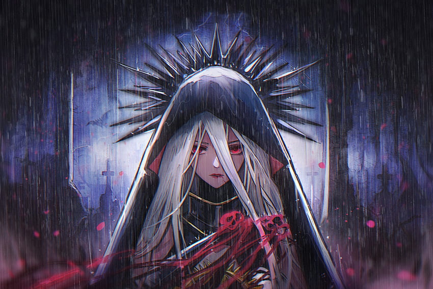 Anime Anime Girls Dungeon And Fighter Dark Templar Red Eyes Trees Rain Blonde Long Hair Cemetery Spi - Resolución: Templar Cross fondo de pantalla