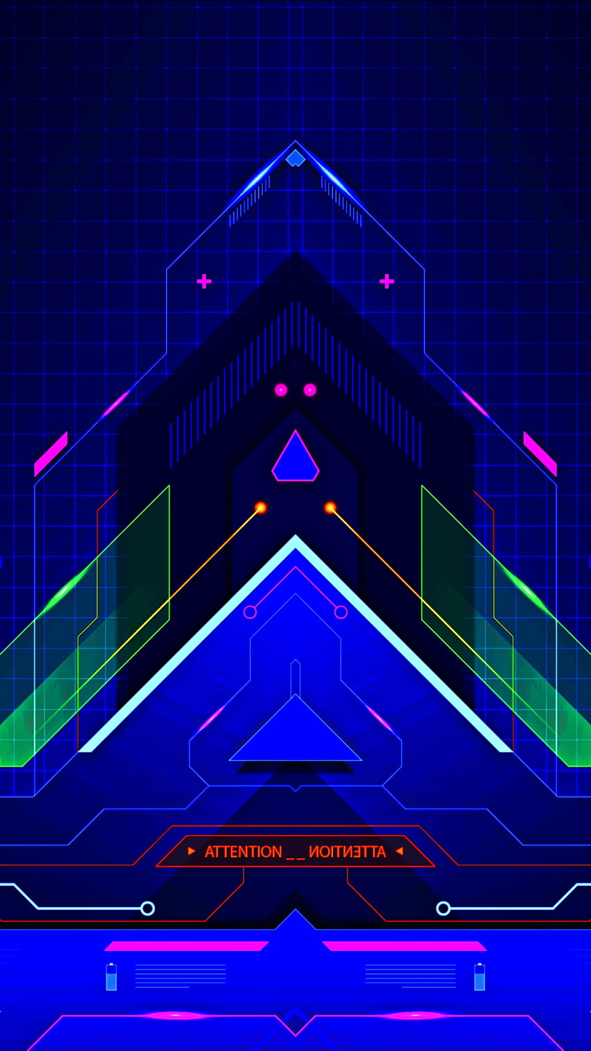 tech future gamer neon, digital, 3d, amoled, azul, moderno, grade, linha, padrão, colorido Papel de parede de celular HD