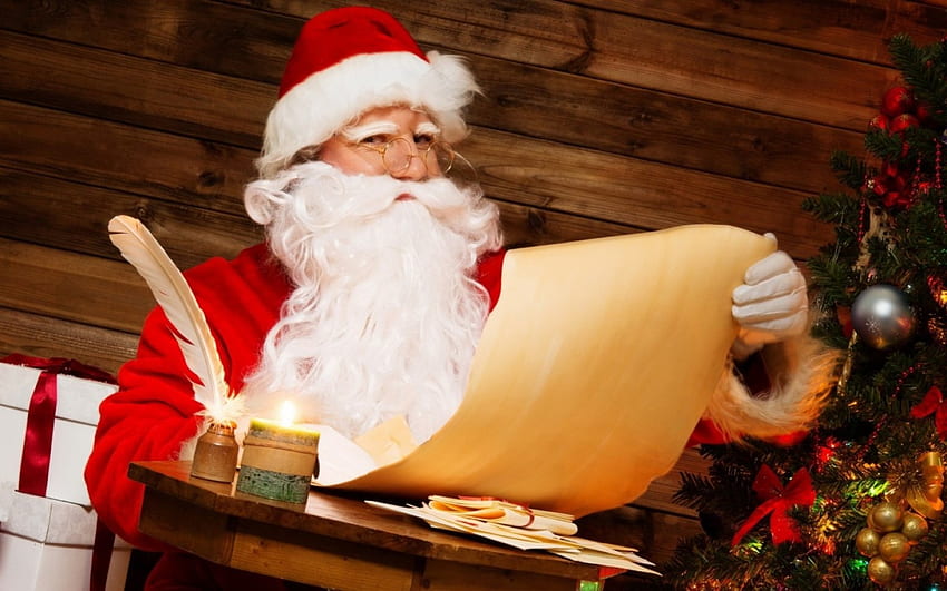 Santa Claus, white, old man, craciun, christmas, red, paper, santa HD wallpaper