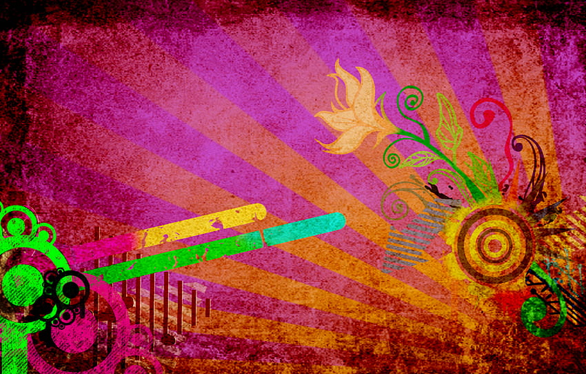 Menyenangkan!, warna-warni, vektor, abstrak, bunga Wallpaper HD