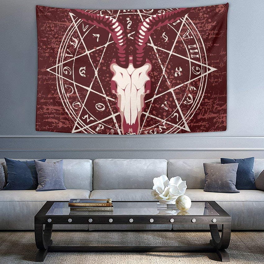 NiYoung Hippie Tapeçaria Bohemian Tapestry, Baphomet Satanic Goat Head Wall Hanging Throw Wall Decor Wall Tapestry Poster for Living Room Bedroom - Wall Art: Home & Kitchen Papel de parede de celular HD