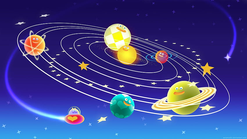 Solar System Clipart, Cartoon Planet HD wallpaper