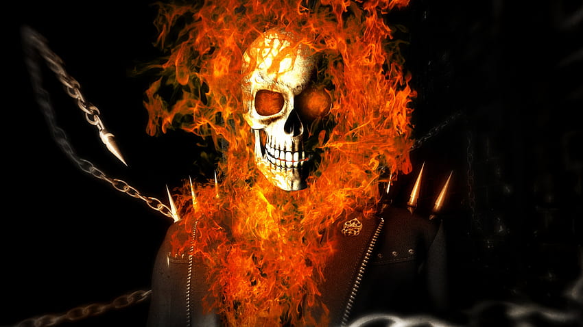 caveira e fogo, motoqueiro fantasma, super-herói, , v, , widescreen, , plano de fundo, 16492, Skull On Fire papel de parede HD