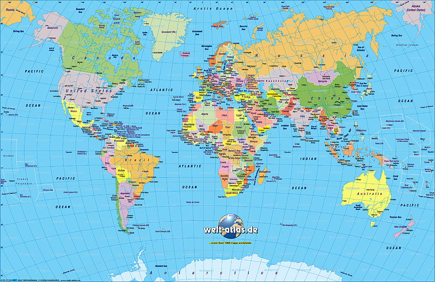 world atlas map with countries