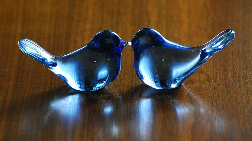 niebieskie ptaszki, deco, szkło, ptak, sztuka Tapeta HD