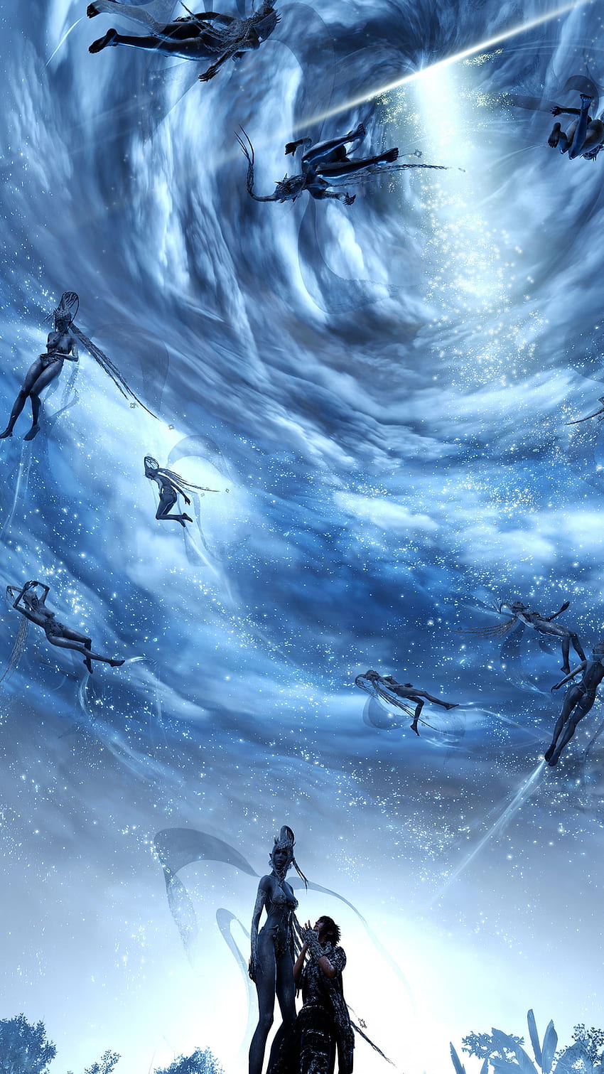 Final Fantasy Blaue Ästhetik, Fantasy-Ästhetik HD-Handy-Hintergrundbild
