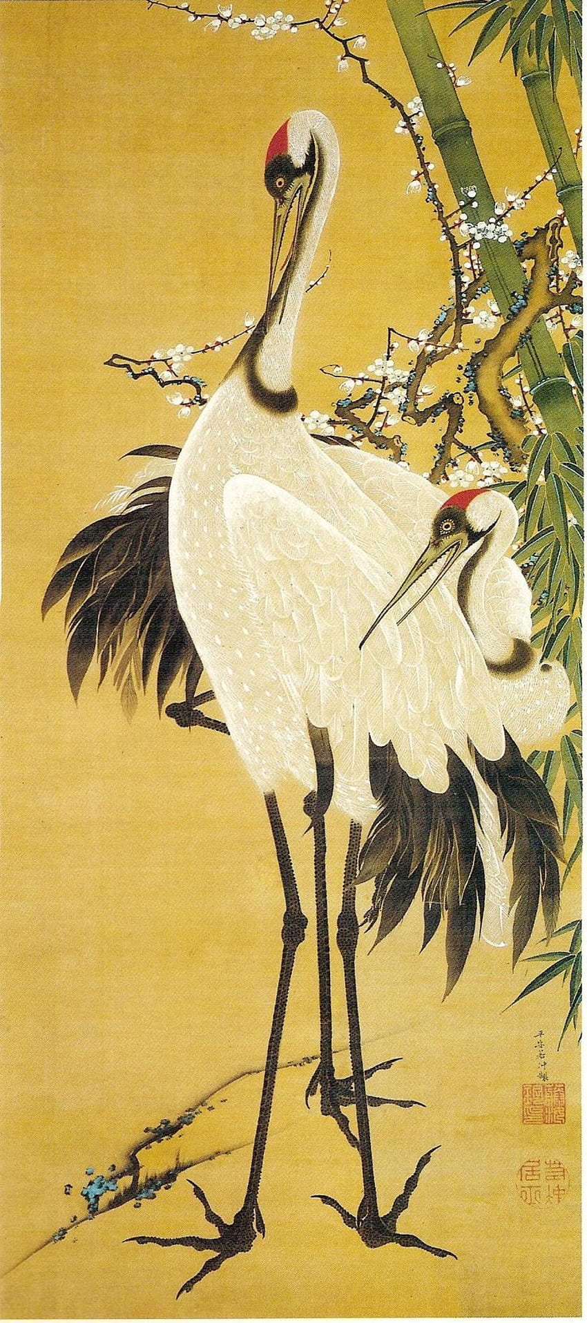najlepszy żuraw turna. Sztuka ptaków, Malarstwo, Japońskie malowanie ptaków żurawiem Tapeta na telefon HD