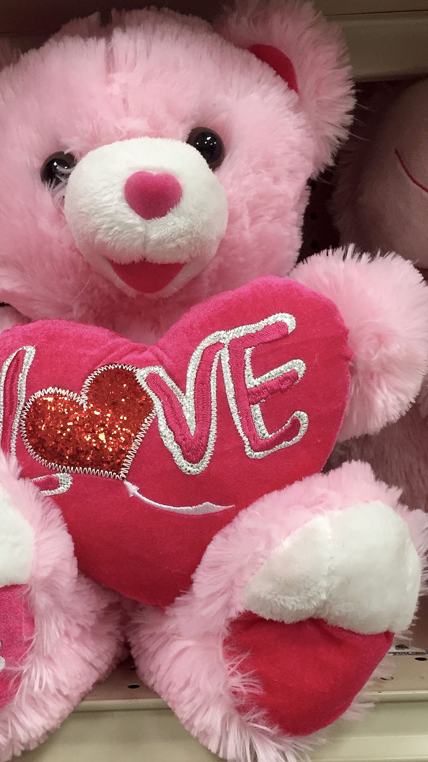 Teddy Bear, pink love cutee, pink, love, cute HD phone wallpaper
