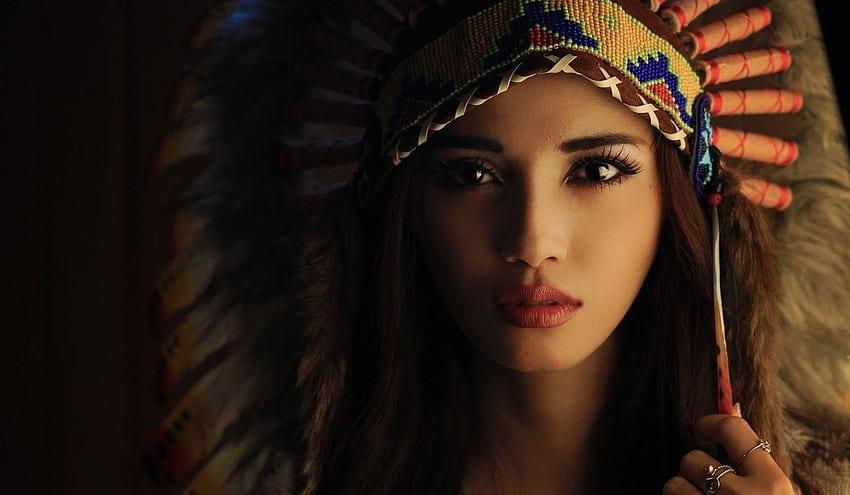 Schöne Mädchen - Wunderschönes Mädchen der amerikanischen Ureinwohner -, Mädchenporträt HD-Hintergrundbild
