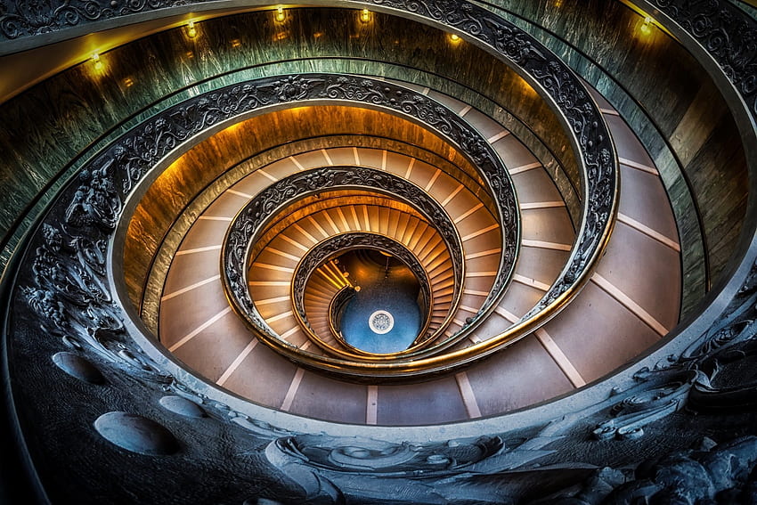 Spiral Staircase in the Vatican HD wallpaper