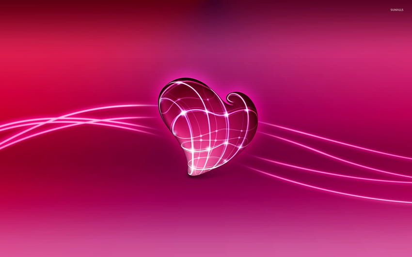 Неонови светлини върху розово сърце - Дигитално изкуство , Сладки розови неонови сърца HD тапет