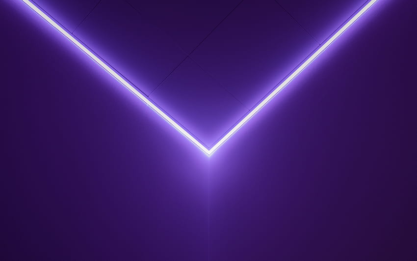 Purple light, glowing lines, edges, minimalist HD wallpaper