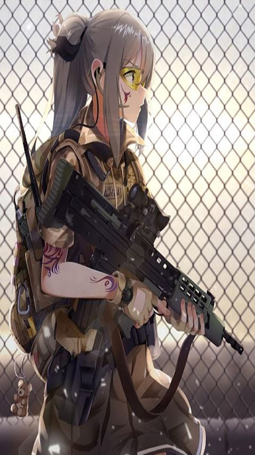 Chica del ejército de anime, Chica militar de anime fondo de pantalla del teléfono