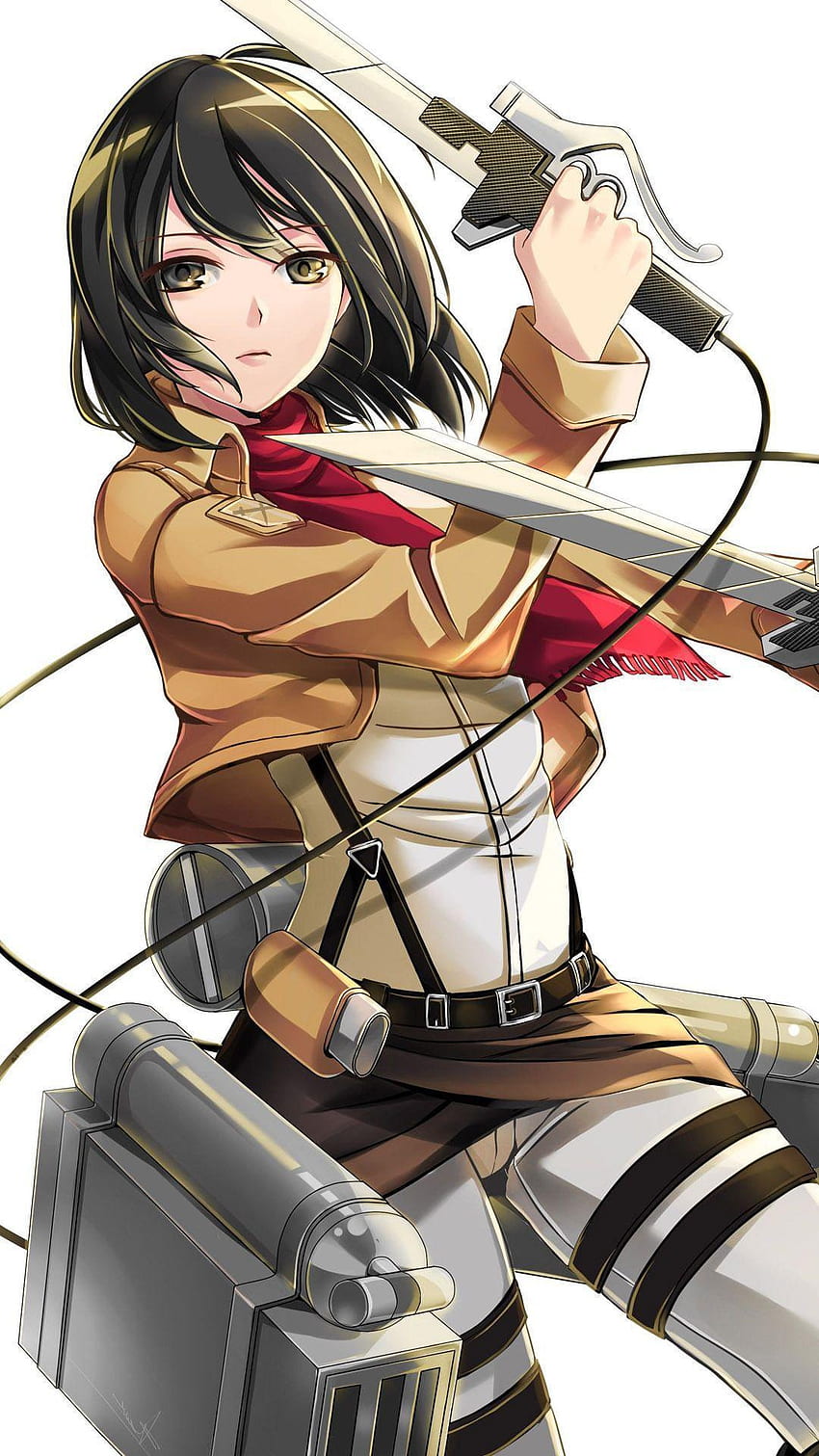 Mikasa Ackerman, anime girl, Scarf, AOT, Attack On Titan HD phone wallpaper
