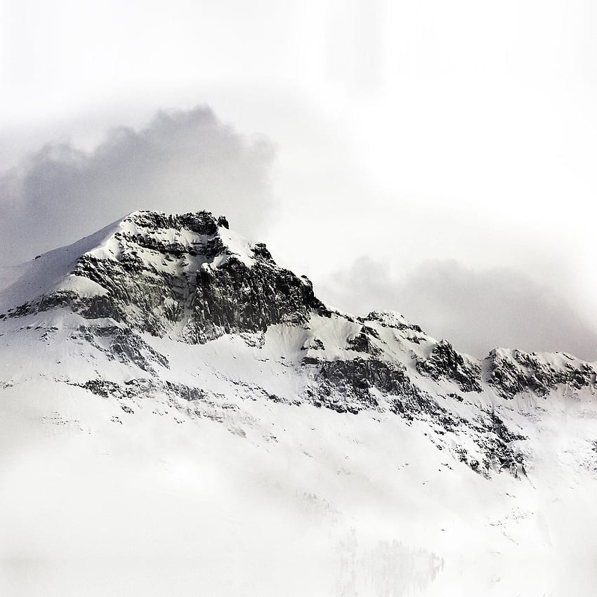 Mountain White Snow Winter Minimal iPad, Black and White Mountain Snow wallpaper ponsel HD
