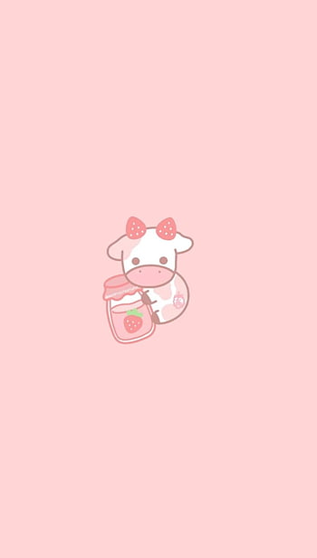 Strawberry cow cute pink HD phone wallpaper  Peakpx