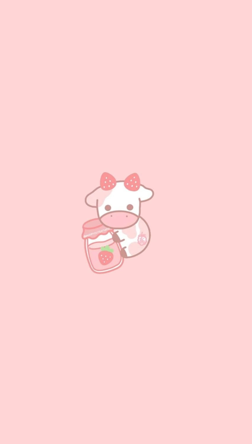 Strawberry cow, art, pink, honey, cartoony HD phone wallpaper