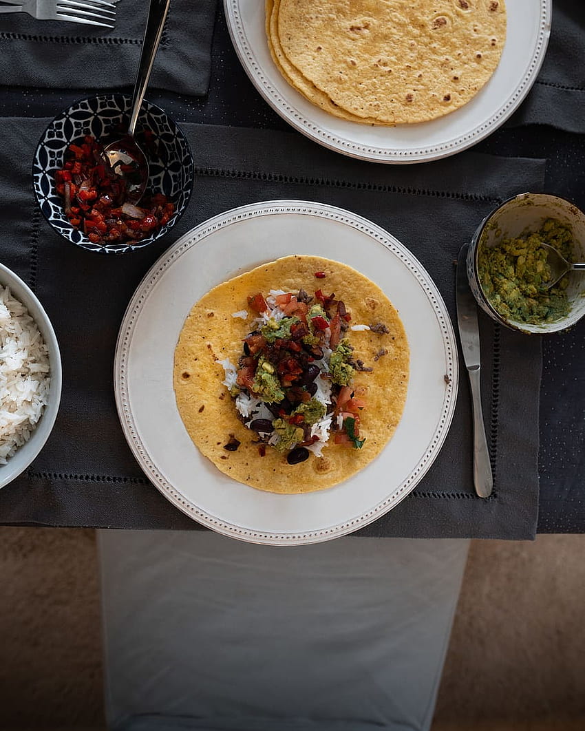 : plant, food, bowl, meal, dish, rice, vegetable, taco, Burrito HD phone wallpaper