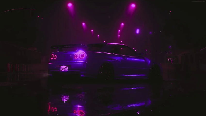 NISSAN SKYLINE R34 GT R V ВИДЕО НА ЖИВО, Purple Nissan Skyline HD тапет