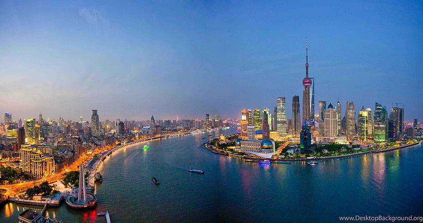 Shanghai Skyline Infotravel.club Фон HD тапет