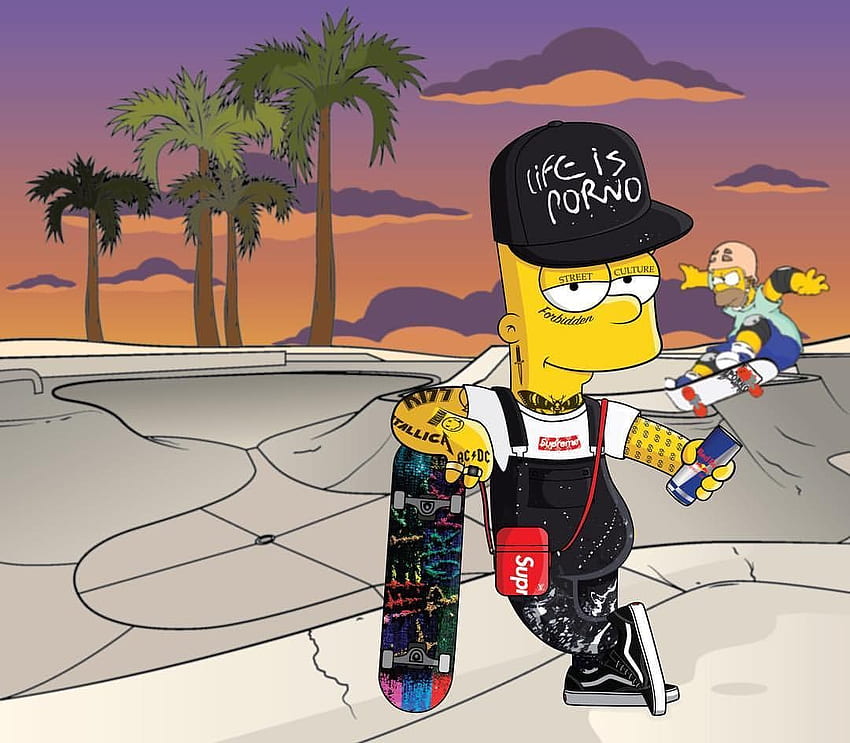 Dope Bart Simpson Patinaje, Monopatín Supremo fondo de pantalla