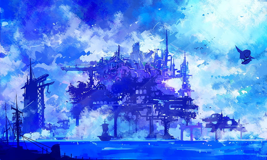 Kota dunia maya, anime, cyberpunk, karya seni Wallpaper HD