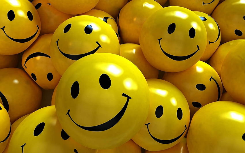 3D gelbe Smile Balls, glückliches Gesicht HD-Hintergrundbild