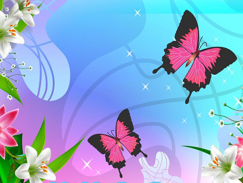 Adoring Pink Butterflies Butterflies Butterfly Firefox Persona, Pastel Flowers Butterflies HD wallpaper
