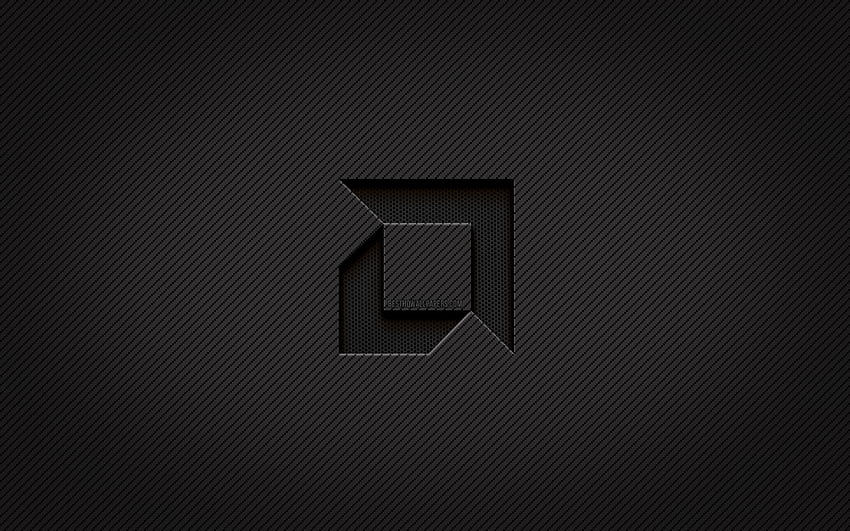 AMD въглеродно лого, , гръндж изкуство, въглероден фон, творчески, AMD черно лого, марки, AMD лого, AMD HD тапет