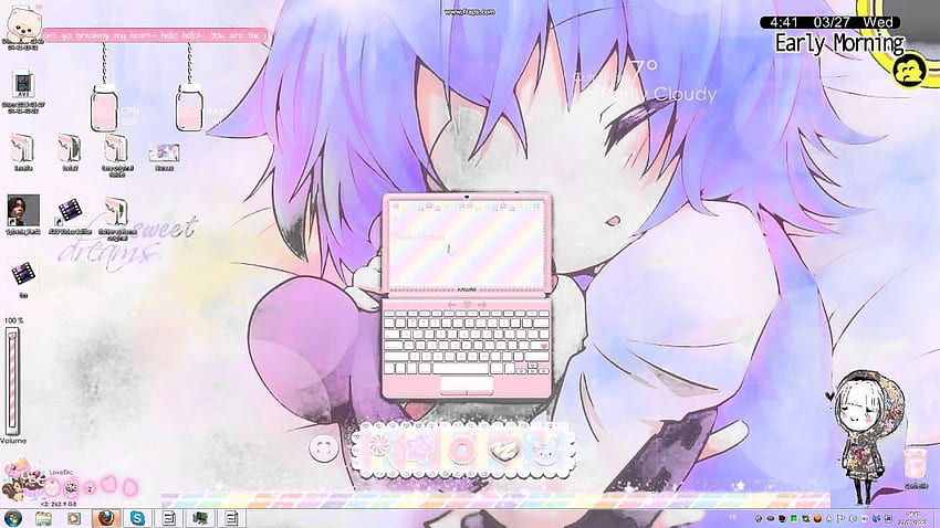 kawaii Pluviómetro + Xwidget. Primer intento, Pastel Anime fondo de pantalla