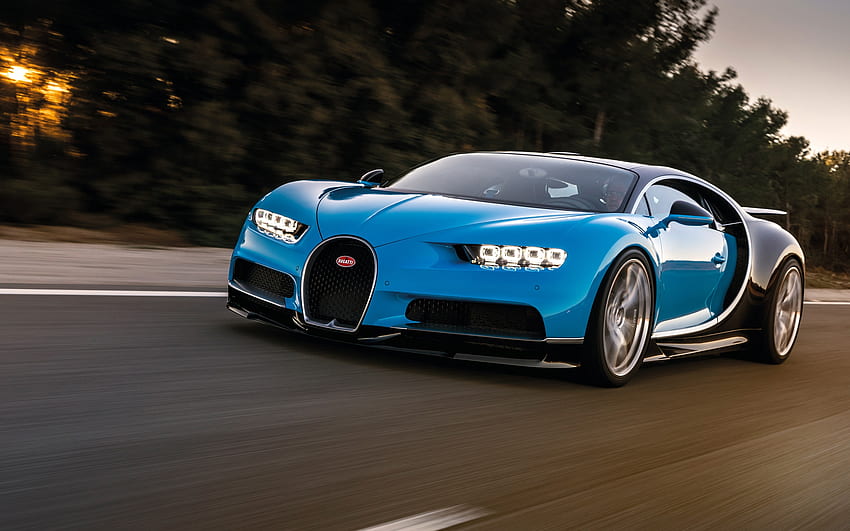 Bugatti Chiron, niebieskie samochody, samochody, widok z przodu, chiron, pojazdy, bugatti Tapeta HD