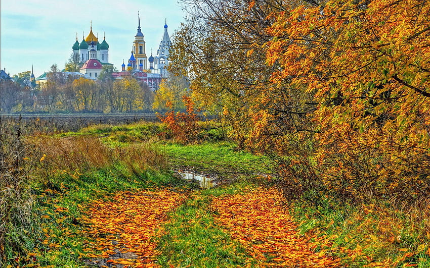 Cities, Trees, Autumn, Temple, Russia, Kolomna HD wallpaper