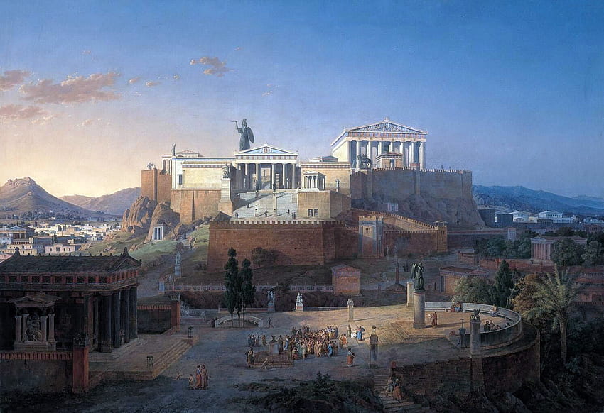 / Akropolis, Leo von Klenze, classical art, classic art, ancient greece, painting HD wallpaper