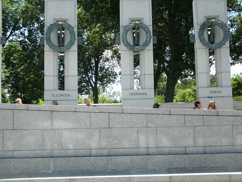 DC'deki savaş anıtının bir kısmı, ağaçlar, Savaş, Anıtlar, çelenk HD duvar kağıdı