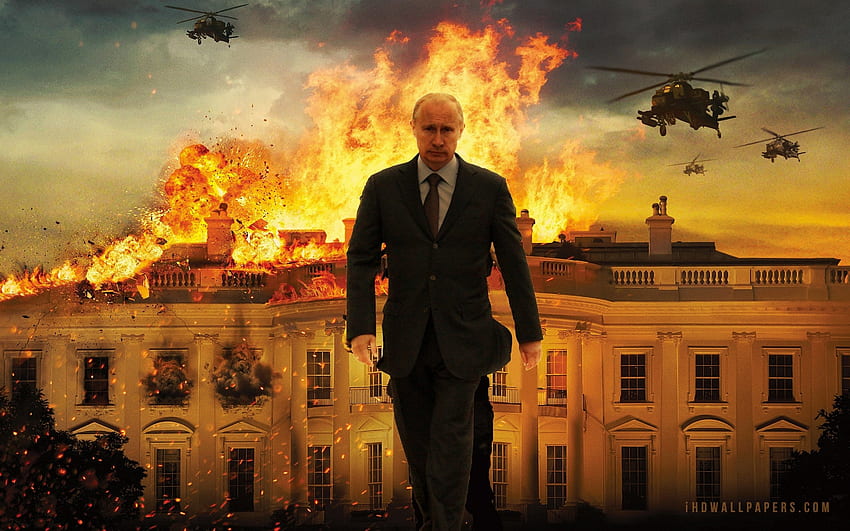 Владимир Путин Vladimir Putin Hq - Путин Горящ Бял дом, Горяща къща HD тапет