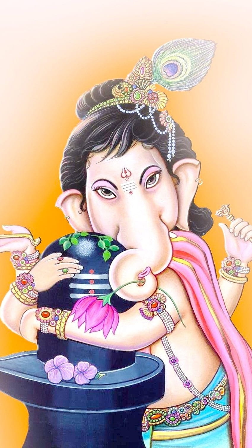 Ganesh God , Beautiful, Sketch, shiv ling, lord ganesh HD phone wallpaper
