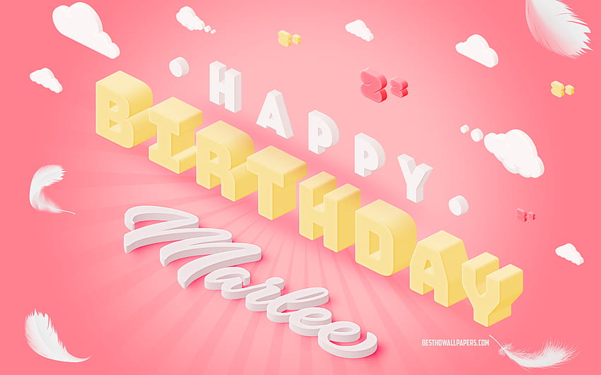 Happy Birtay Marlee, 3d Art, Birtay 3d Background, Marlee, Pink Background, Happy Marlee birtay, 3d Letters, Marlee Birtay, Creative Birtay Background HD wallpaper