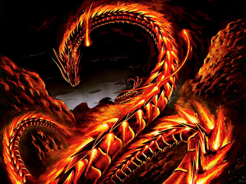 Fantasy Dragon and Background , Anime Fire Dragon HD wallpaper | Pxfuel
