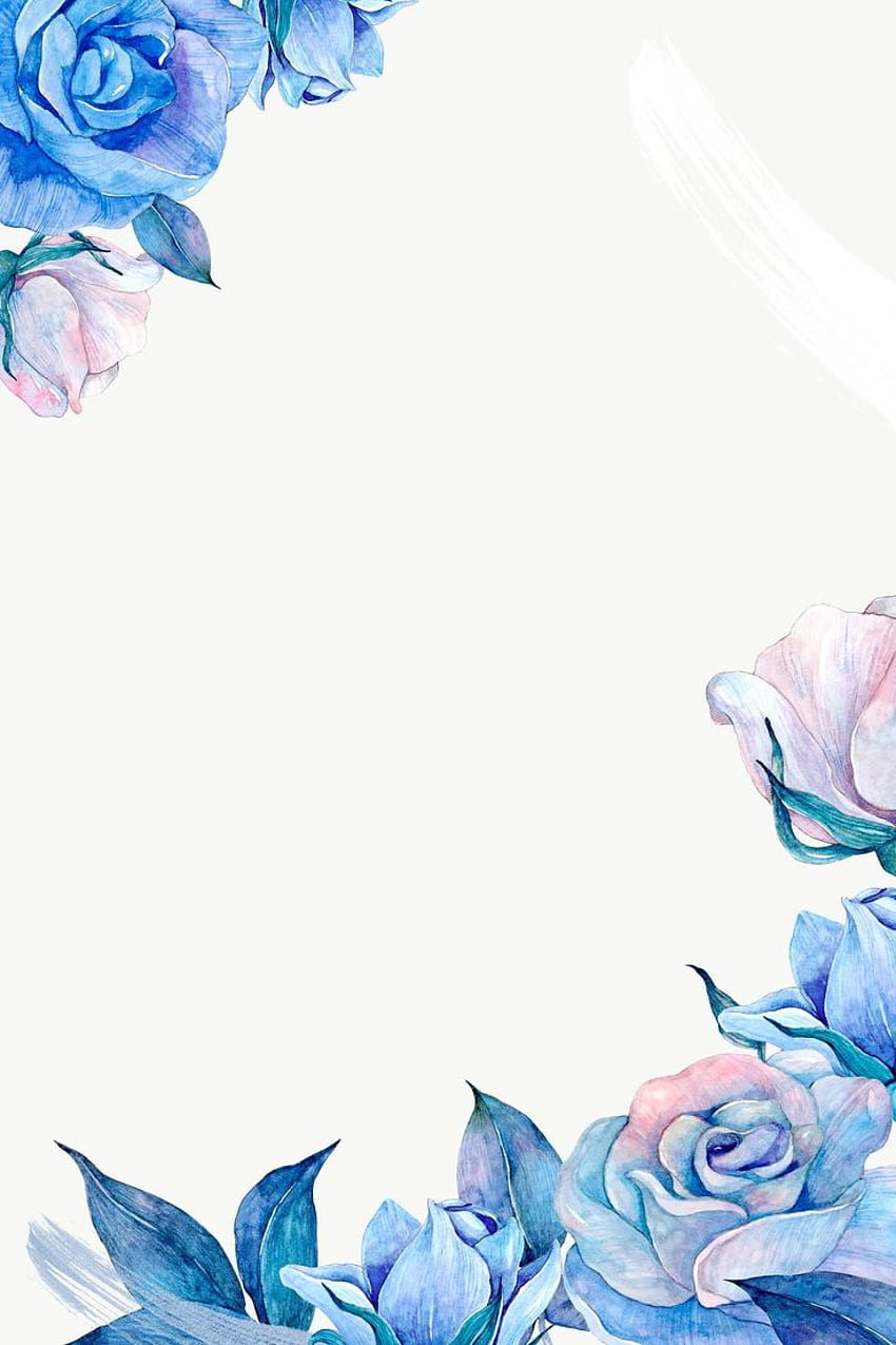 png premium de diseño de png de marco de flor de acuarela por adjima sobre flor azul, marco de flor azul, acuarela de flores, rosa azul y acuarela de rosa 2472944, borde de flor azul fondo de pantalla del teléfono